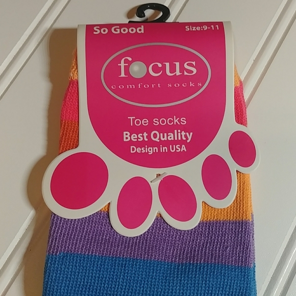 Focus Yellow Rainbow Striped Toe Socks-3/$… - Picture 3 of 8